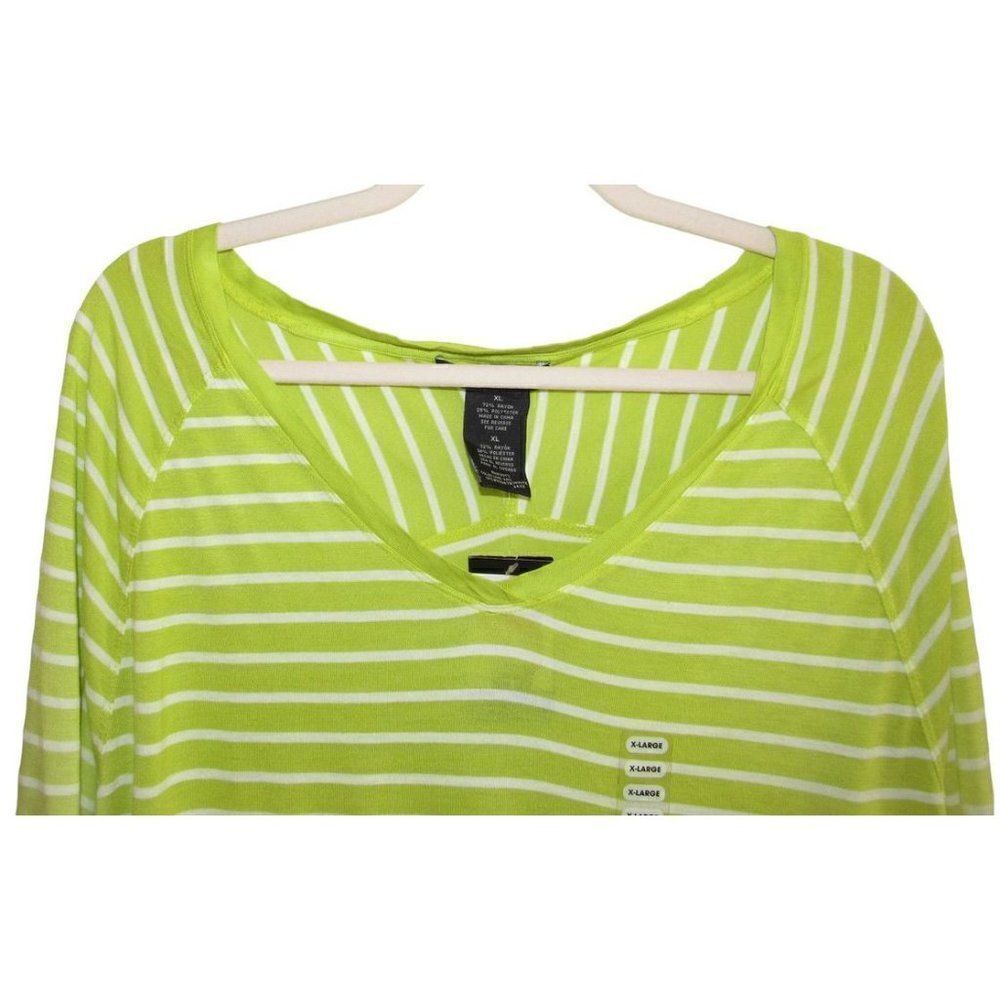 NWT Grace Elements Green & White Stripe Dip Dye Top XL‎ - Picture 2 of 6